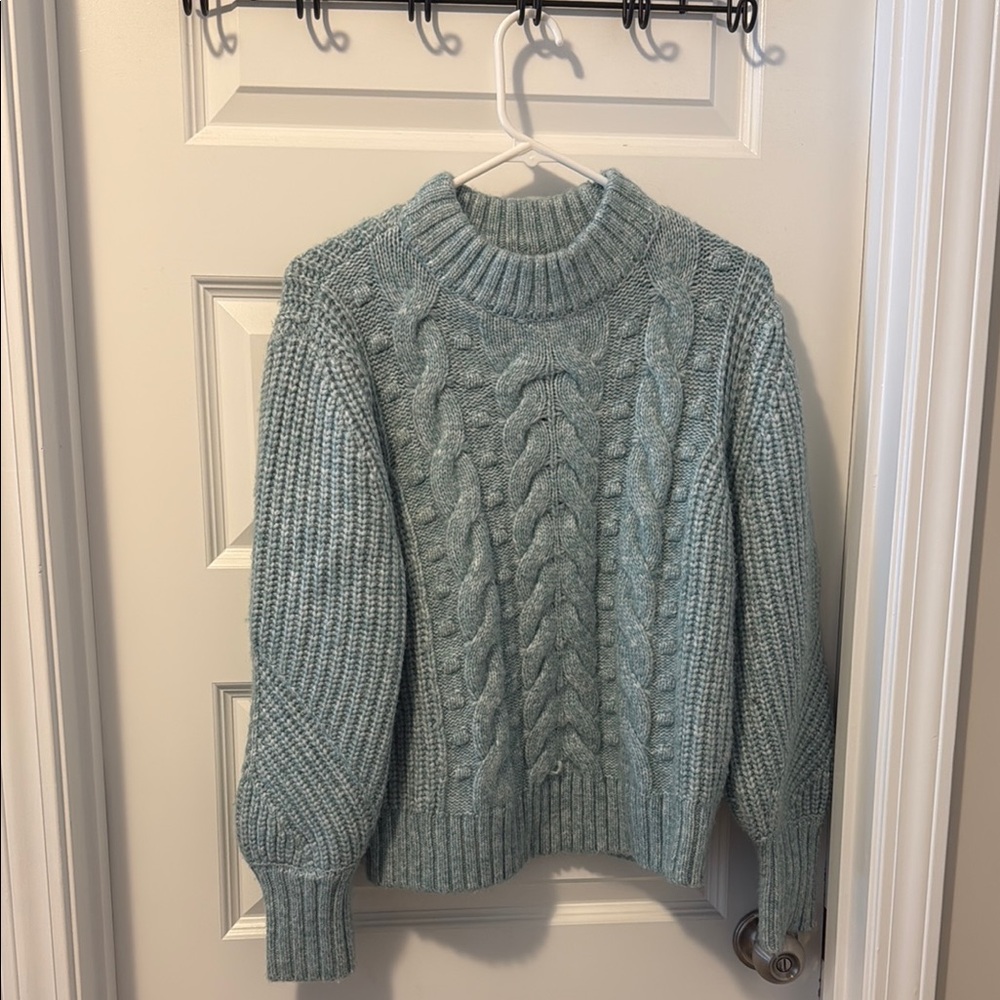 a new day Blue Cowl Neck Sweater with Cable Knit